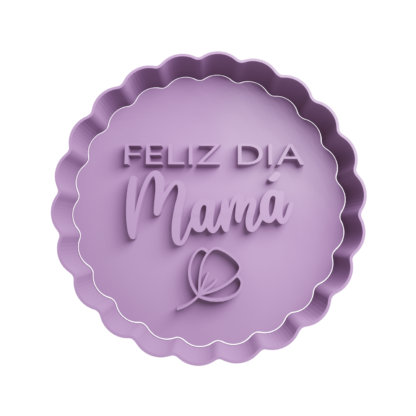 Feliz día Mamá con flor Cortador de Galletas STL 2