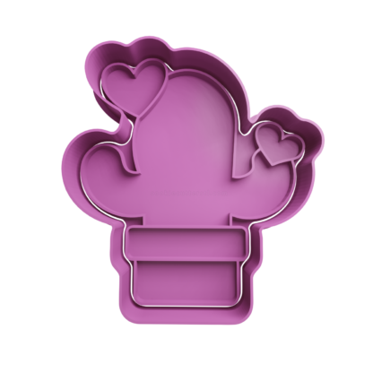 Cactus con Corazones Cortador de Galletas STL