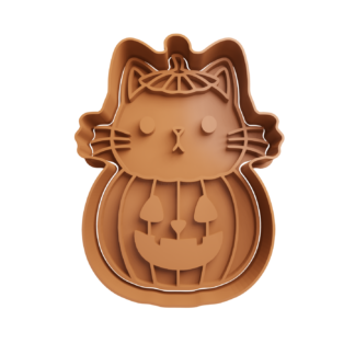 Gato en Calabaza de Halloween Cortador de Galletas STL