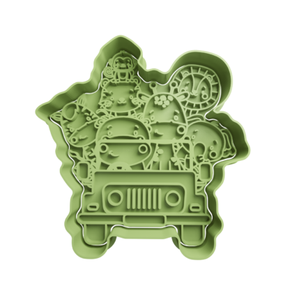 Jeep Safari con Animales Cortador de Galletas STL