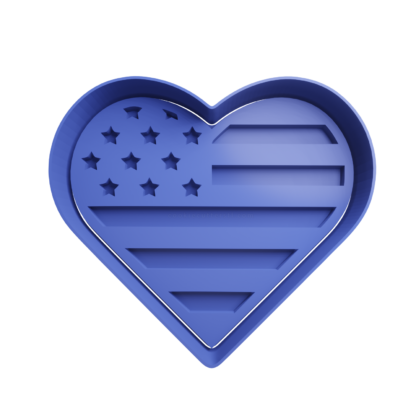 Bandera de America con Forma de Corazon Cortador de Galletas STL 2