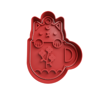 Gatito en Taza Cortador de Galletas STL