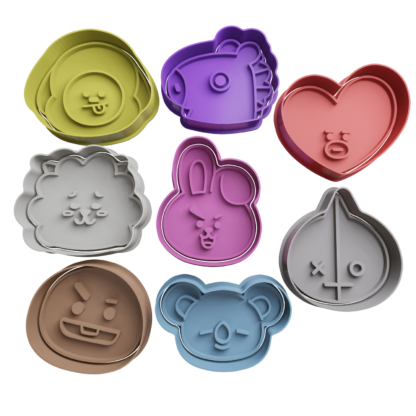 Set BT21 Cabeza Cortador de Galletas STL