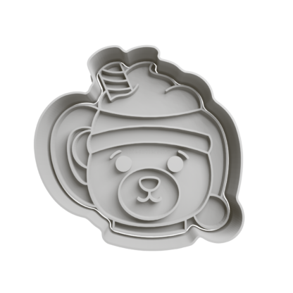 Oso Polar Con Sombrero de Papa Noel Cabeza Con Forma de Taza Cortador de Galletas STL