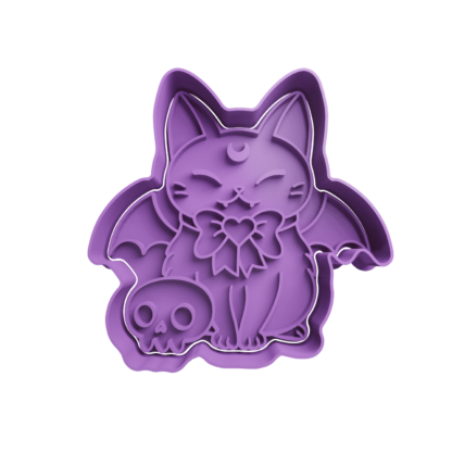 Gato Cute Vampiro Cortador de Galletas STL 2