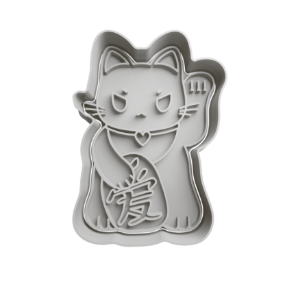 Gato de la Fortuna Maneki-neko Cortador de Galletas STL 2