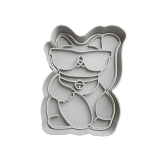 Gato de la Fortuna Maneki-neko con lentes Cortador de Galletas STL