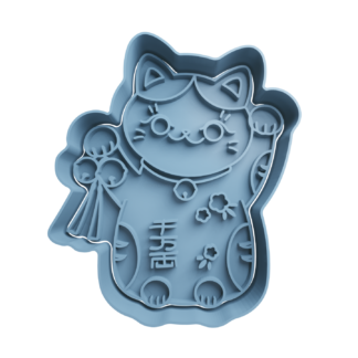 Gato de la Fortuna Maneki-neko Cortador de Galletas STL 4