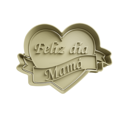 Corazon con Cinta -Feliz día Mamá Cortador de Galletas STL