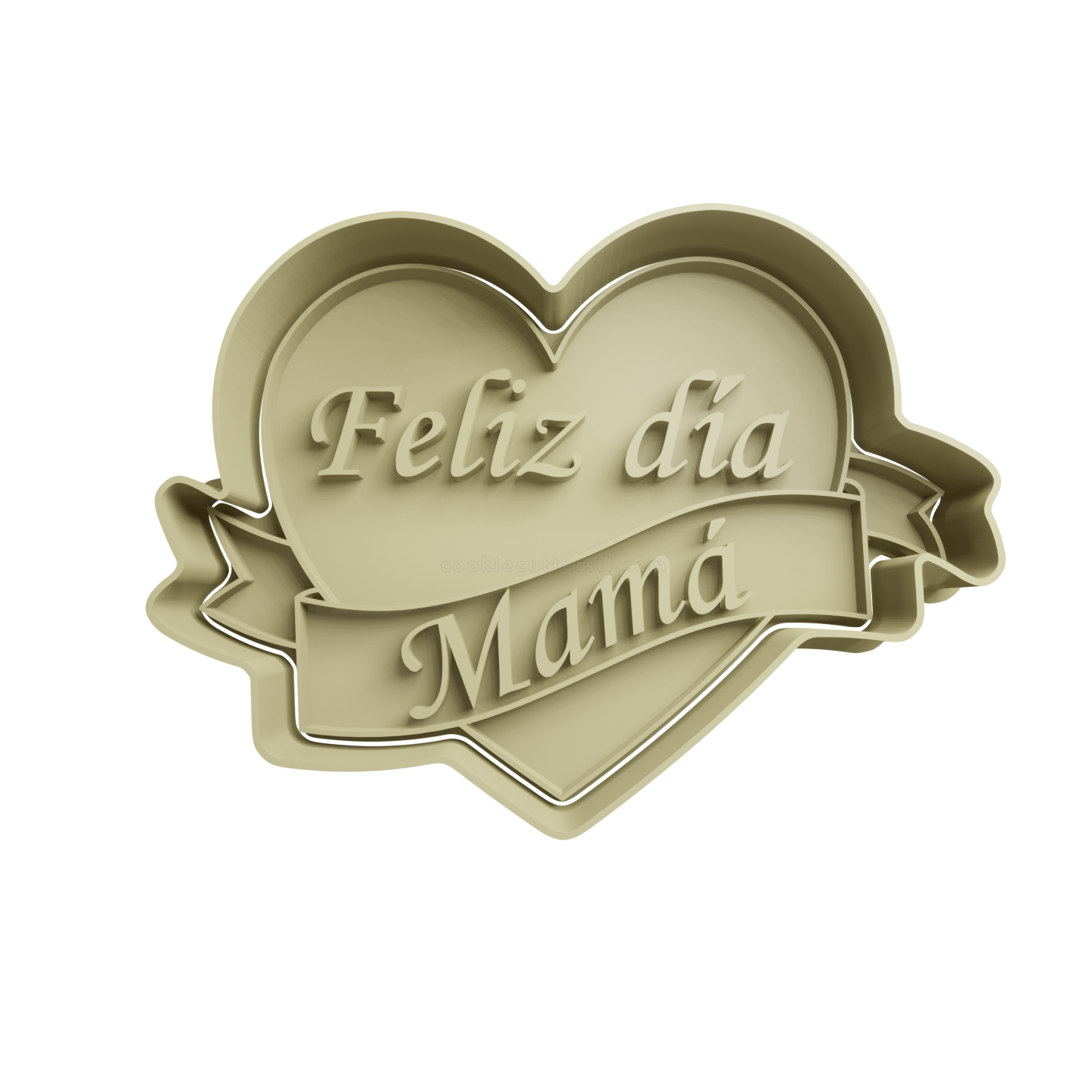 Corazon con Cinta -Feliz día Mamá Cortador de Galletas STL Corazon con Cinta -Feliz día Mamá Cortador de Galletas STL