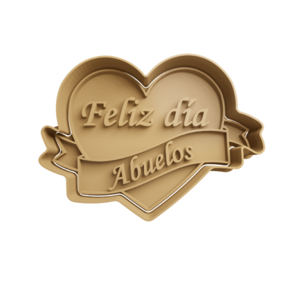 Corazon con Cinta -Feliz día Abuelos Cortador de Galletas STL