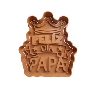 Feliz Día Papá con Corona Cortador de Galletas STL