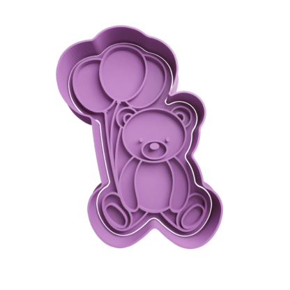 Osito con Globos de Corazon Cortador de Galletas STL
