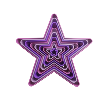 Set Estrellas Redondeadas 5 Puntas Cortador de Galletas STL 2
