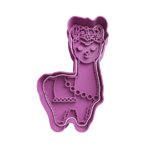 Llama con Flores en la Cabeza Cortador de Galletas STL