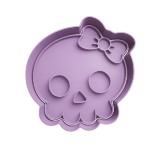 Calavera Cute con Moño Cortador de Galletas STL Calavera Cute con Moño Cortador de Galletas STL