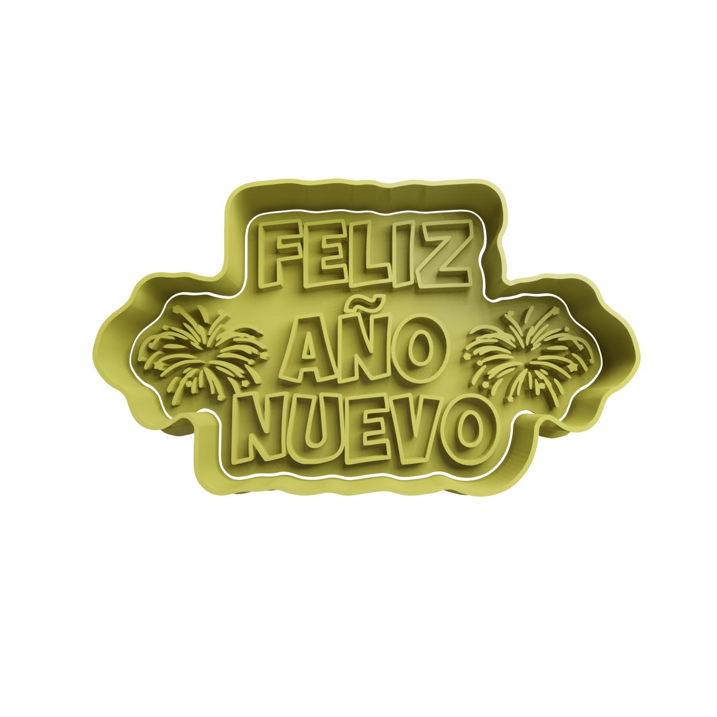 Feliz Año Nuevo Cortador de Galletas STL 2 Feliz Año Nuevo Cortador de Galletas STL 2