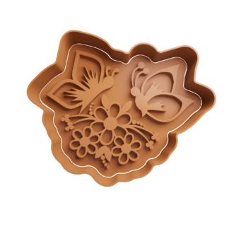 Flowers with Butterflies Cookie Cutter STL