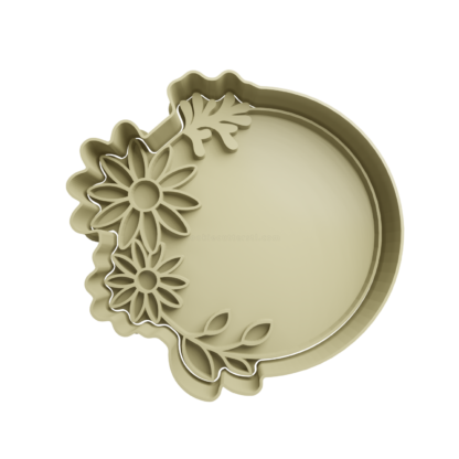 Circle with Foliage Leaves Cookie Cutter STL