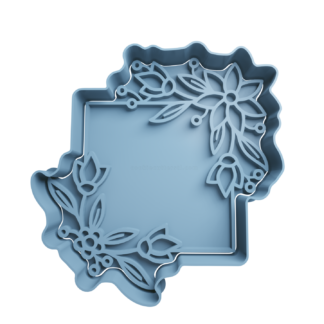 Square with Foliage Leaves Cookie Cutter STL