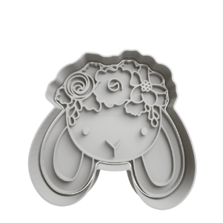 Bunny Head with Flowers Cookie Cutter STL