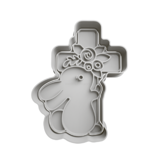 Bunny with Cross Cookie Cutter STL