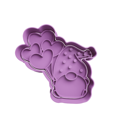 Gnome with Balloons Shaped Heart Cookie Cutter STL 2