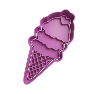 Ice Cream 3 Scoops Cookie Cutter STL
