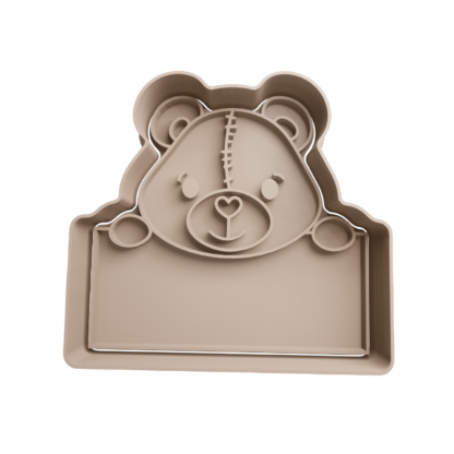 Teddy Bear with Label Cookie Cutter STL