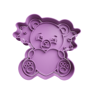 Teddy Bear with Heart Cookie Cutter STL 3