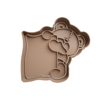 Teddy Bear with Label Cookie Cutter STL 2