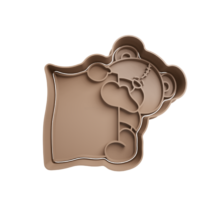 Teddy Bear with Label Cookie Cutter STL 2