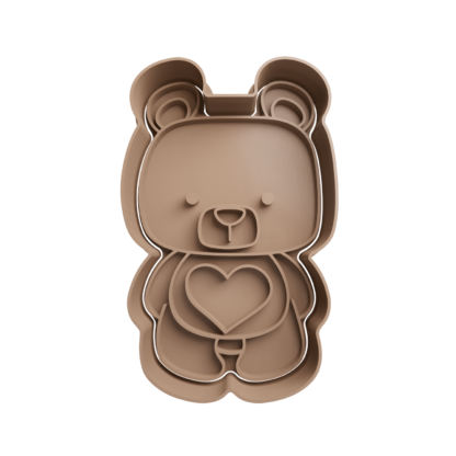 Teddy Bear with Heart Cookie Cutter STL