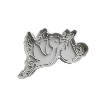 Stork with Baby Cookie Cutter STL
