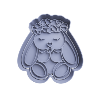 Bunny with Flowers Cookie Cutter STL