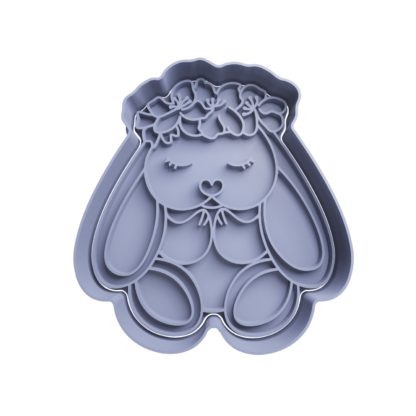 Bunny with Flowers Cookie Cutter STL