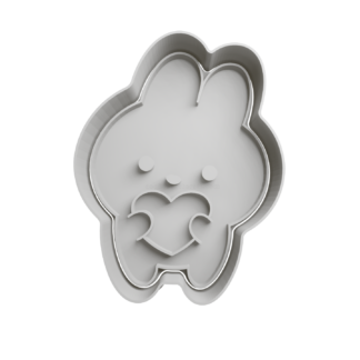 Bunny with Heart Cookie Cutter STL