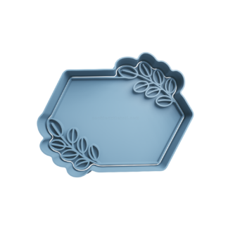 Hexagon with Foliage Leaves Cookie Cutter STL 3