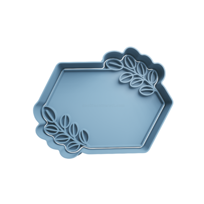 Hexagon with Foliage Leaves Cookie Cutter STL 3