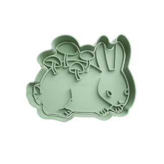 Rabbit with Mushrooms Cookie Cutter STL