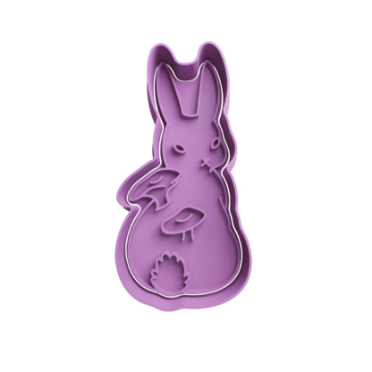 Rabbit with Mushrooms Cookie Cutter STL 2