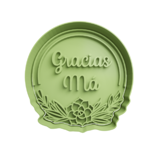 Gracias Má with Flowers Cookie Cutter STL