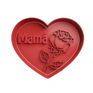 Mama in Heart with Rose Cookie Cutter STL