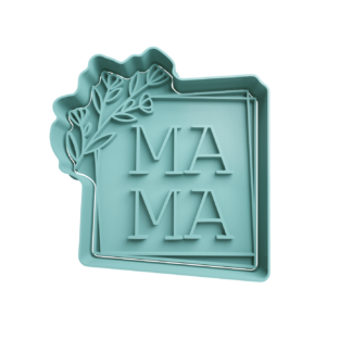 Mama in Square with Flowers Cookie Cutter STL