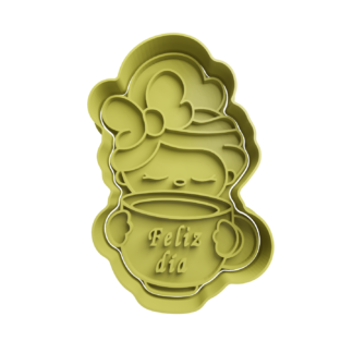Grandmother with Cup -Feliz Dia Cookie Cutter STL