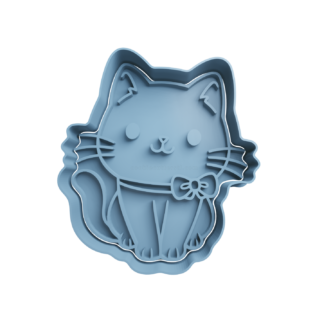 Cat with Bow Cookie Cutter STL