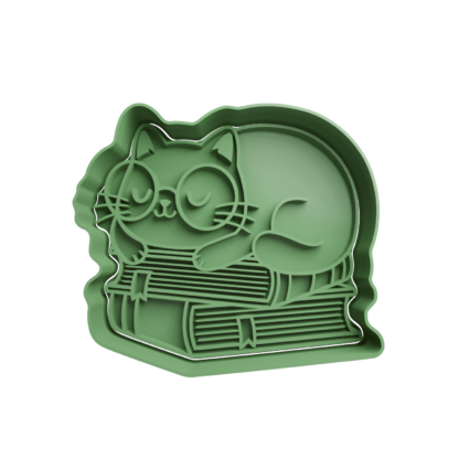 Cat Sleeping on Books Cookie Cutter STL