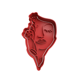 Woman Face with Flower Cookie Cutter STL