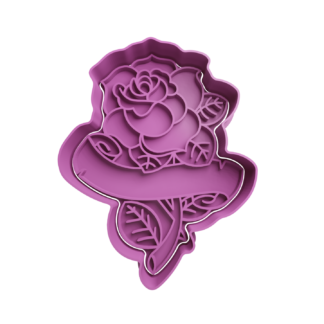 Rose with Label Cookie Cutter STL