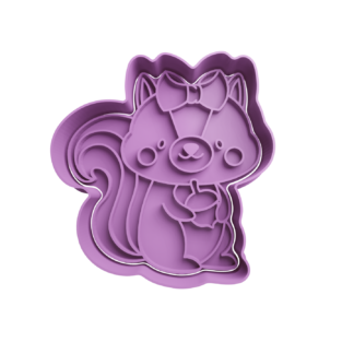 Squirrel with Hair Bow Cookie Cutter STL